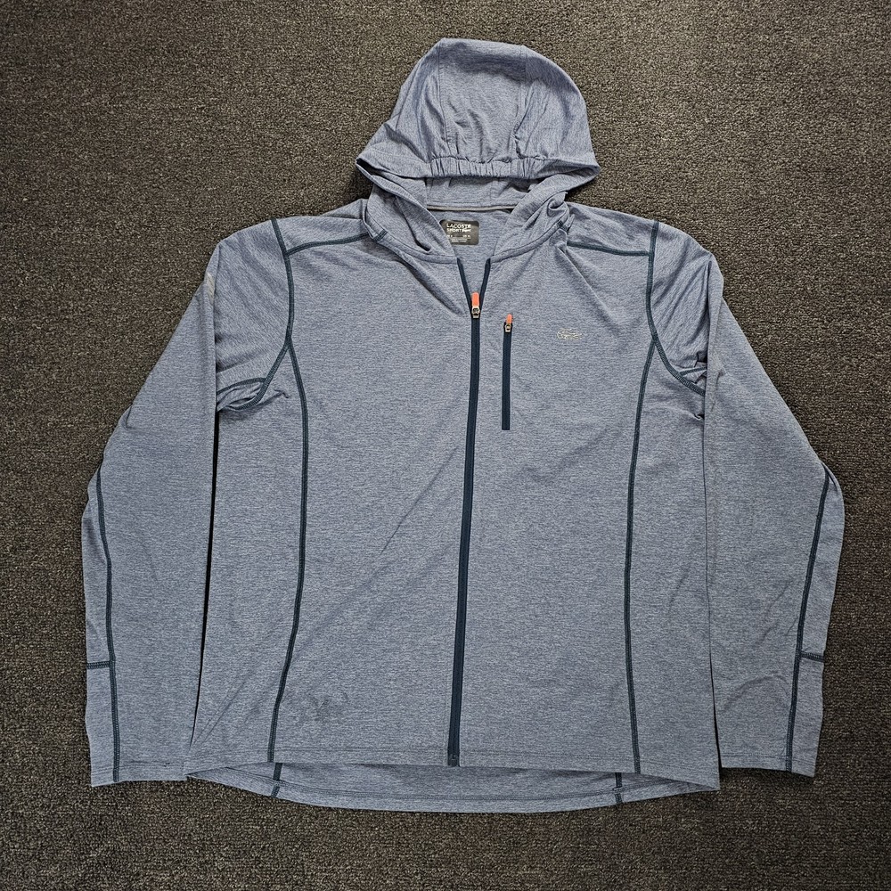 Lacoste Sport Hoodie Mens 6 XL Full Zip Blue Active Fleece Pockets