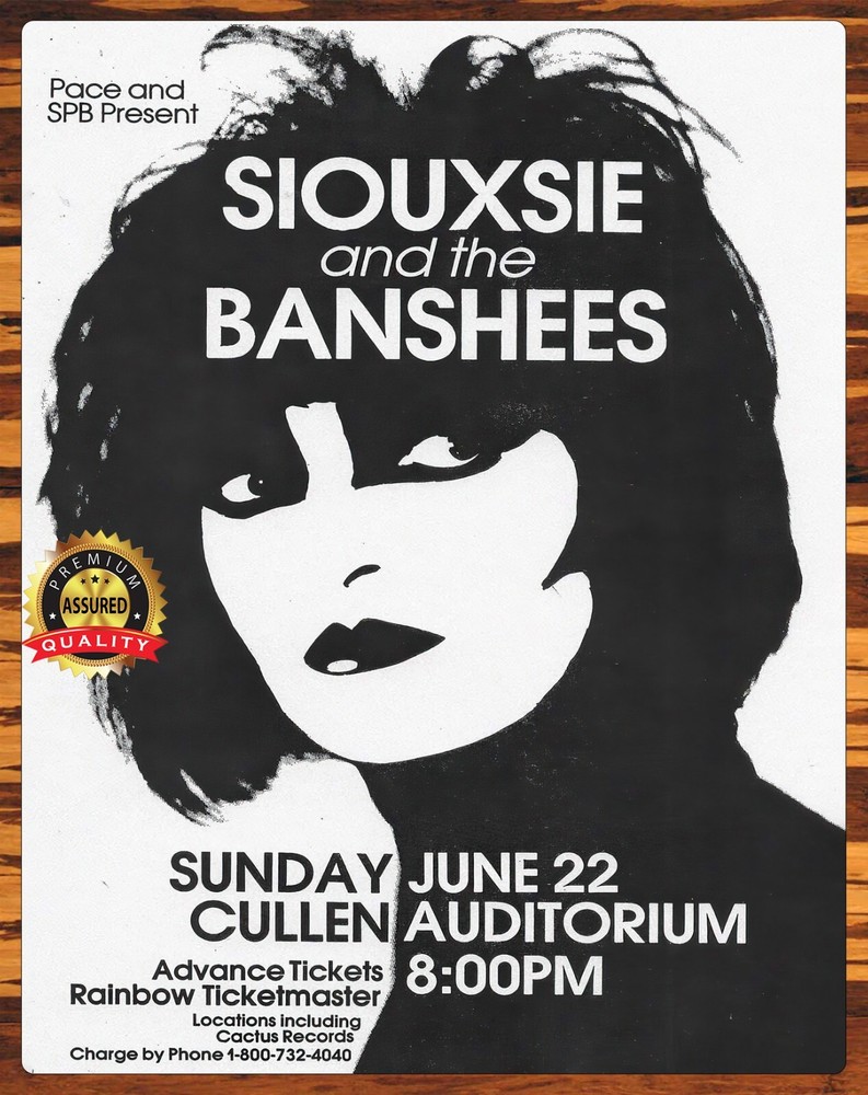 Siouxsie and the Banshees - Cullen Auditorium - 1986 - Rare - Metal Sign 11 x 14
