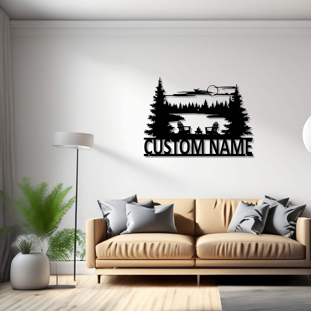 Custom Chairs Campfire Metal Wall Art Personalized Campfire Name Sign Decoration
