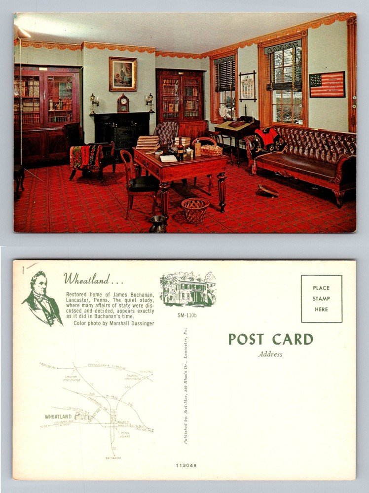 Lancaster, PA-Pennsylvania, Wheatland James Buchanan Study Vintage Postcard