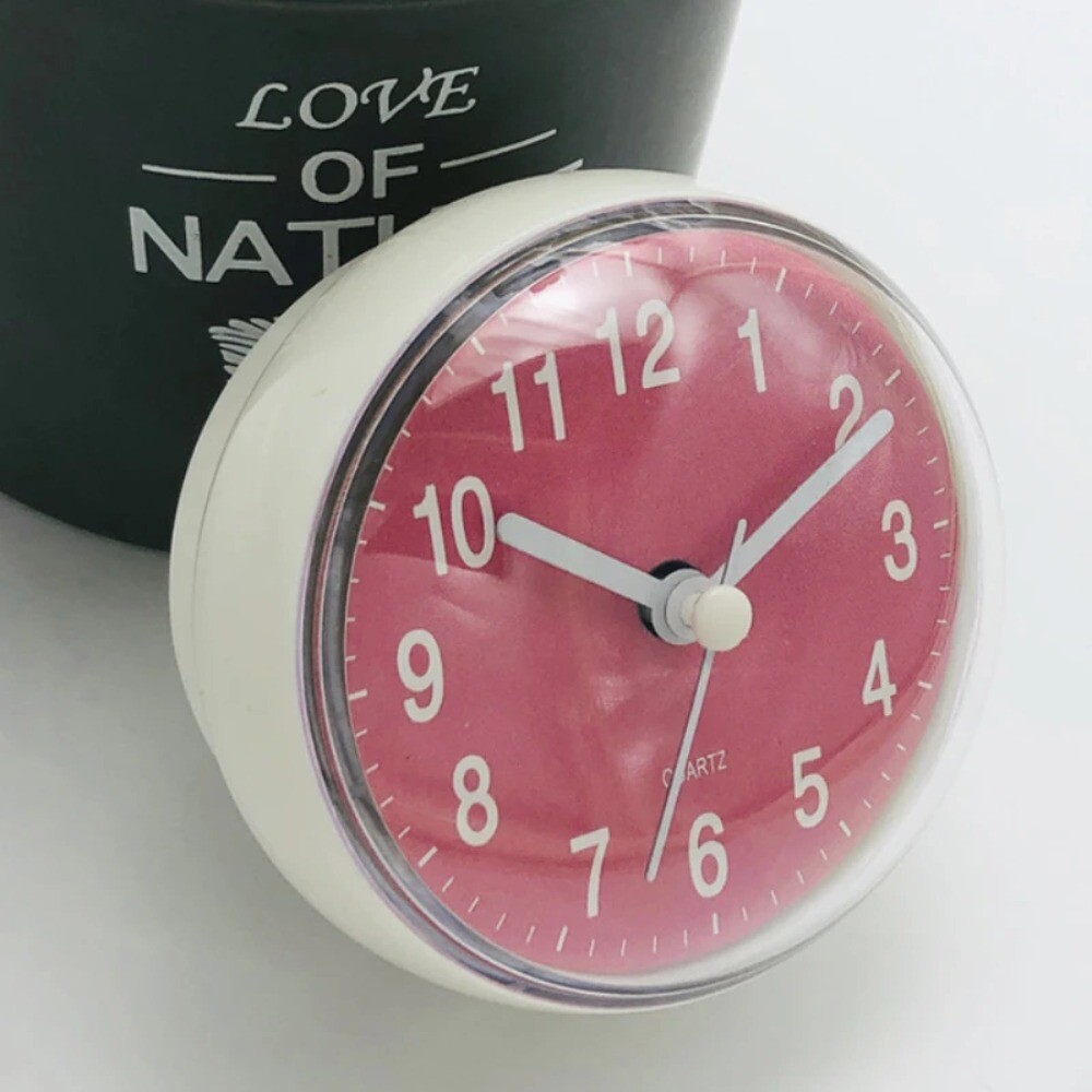 Mini Sucker Wall Clock Bathroom Anti-Fog Waterproof Small Quartz Table Clock US