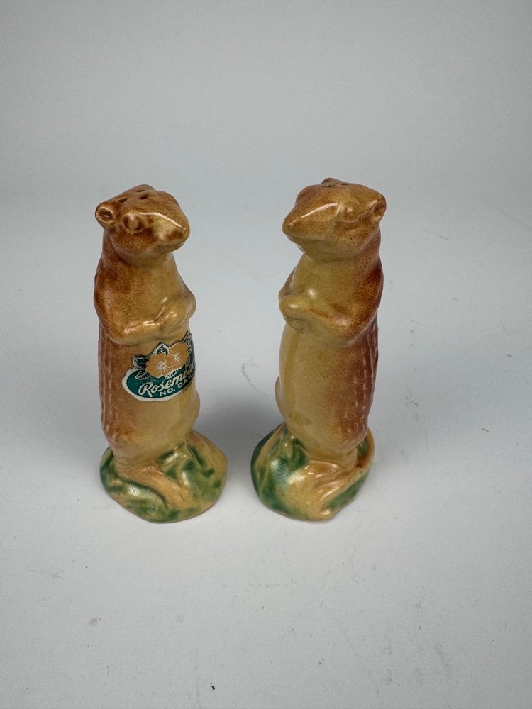 Vintage ROSEMEADE POTTERY North Dakota PRAIRIE DOGS Salt & Pepper SHAKERS Set