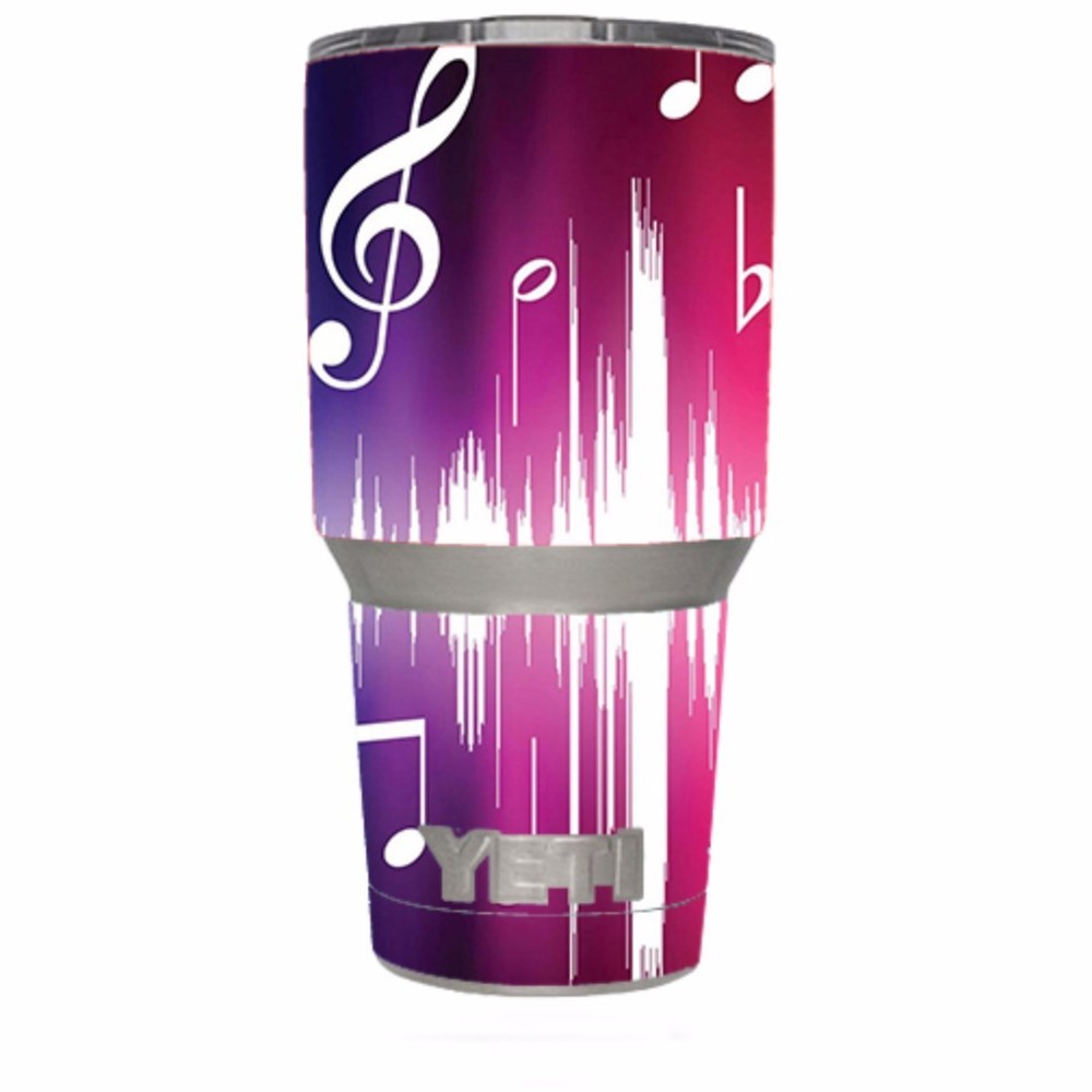 Skin Decal for Yeti 30 oz Rambler Tumbler / music notes glowing