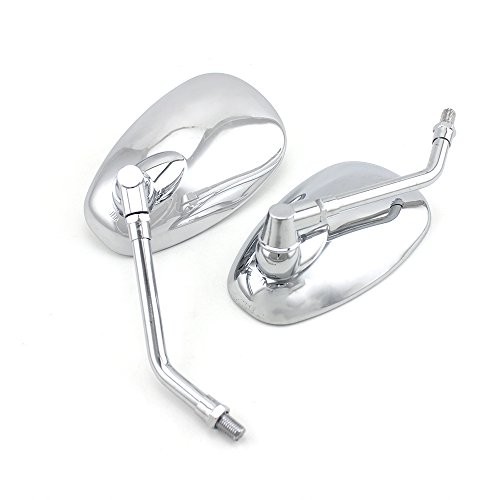 Universal 10mm Chrome Motorcycle Rear View Side Mirrors Handle Oval Silver Oval