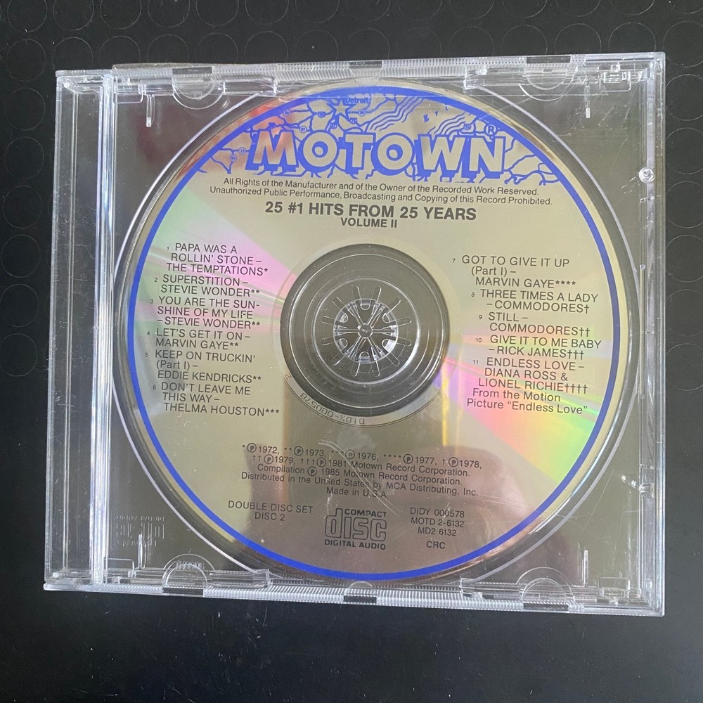 Various – 25 #1 Hits from 25 Years Vol II CD 1985 Motown R&B Soul Pop