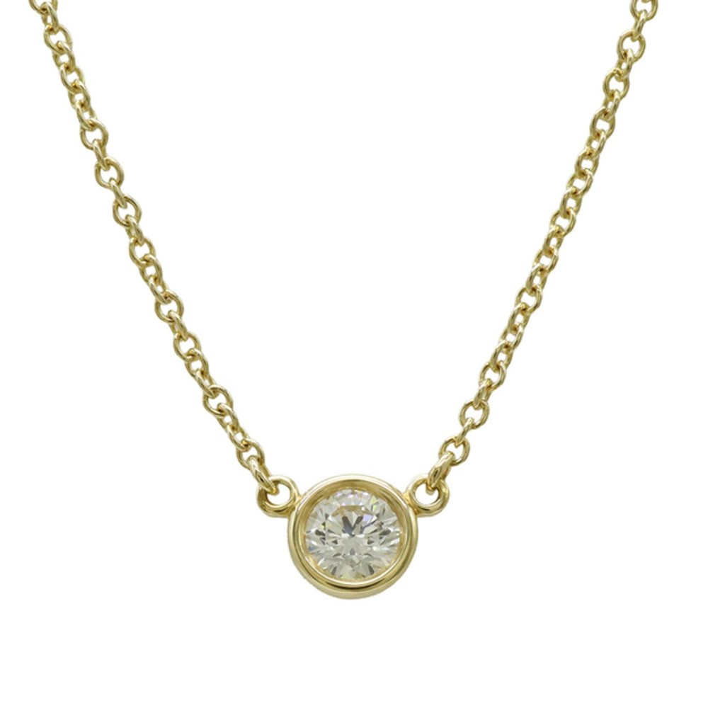 TIFFANY Co Elsa Peretti K18YG Diamond By The Yard Necklace Pendant 1PD