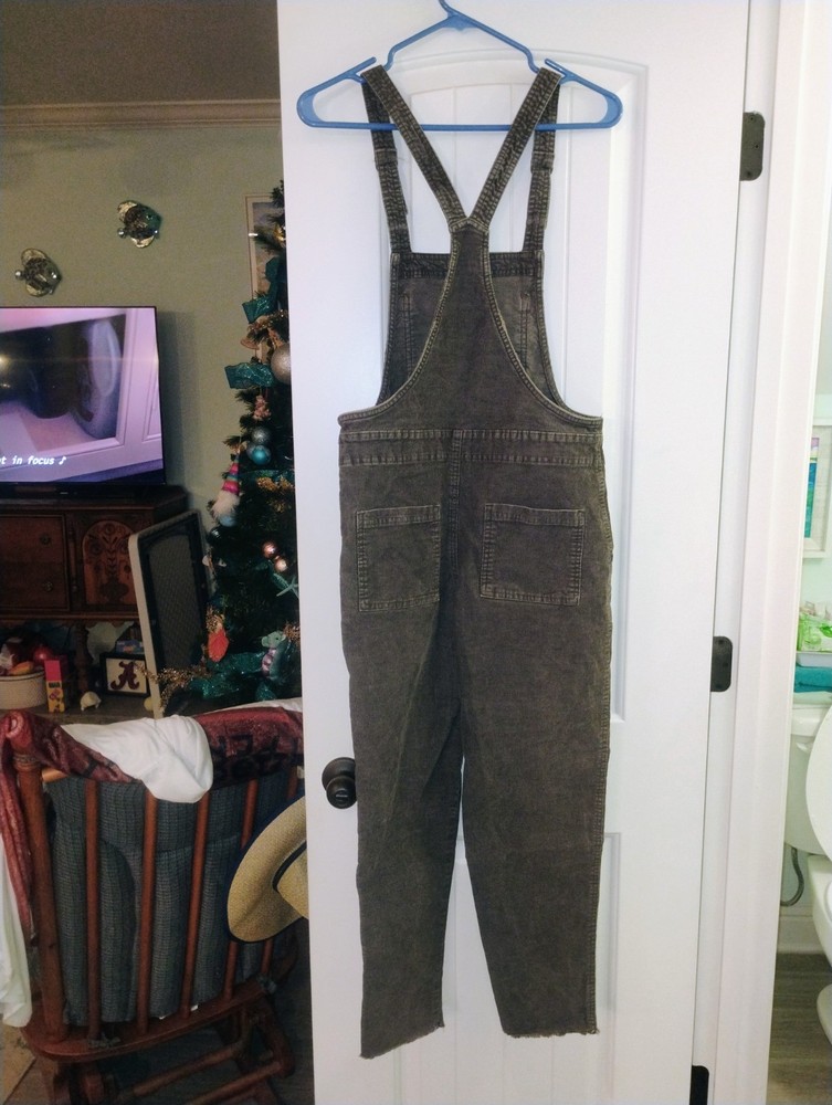 Aerie Overalls Women's XS Smoked Gray Corduroy Werk & Play Utility Cuffed Street