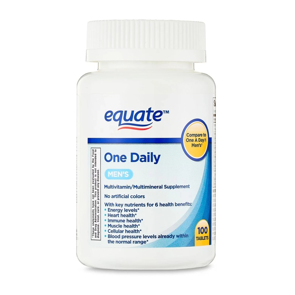 Equate One Daily Men's Multivitamin/Multimineral Supplement Tablets, 100 Count,
