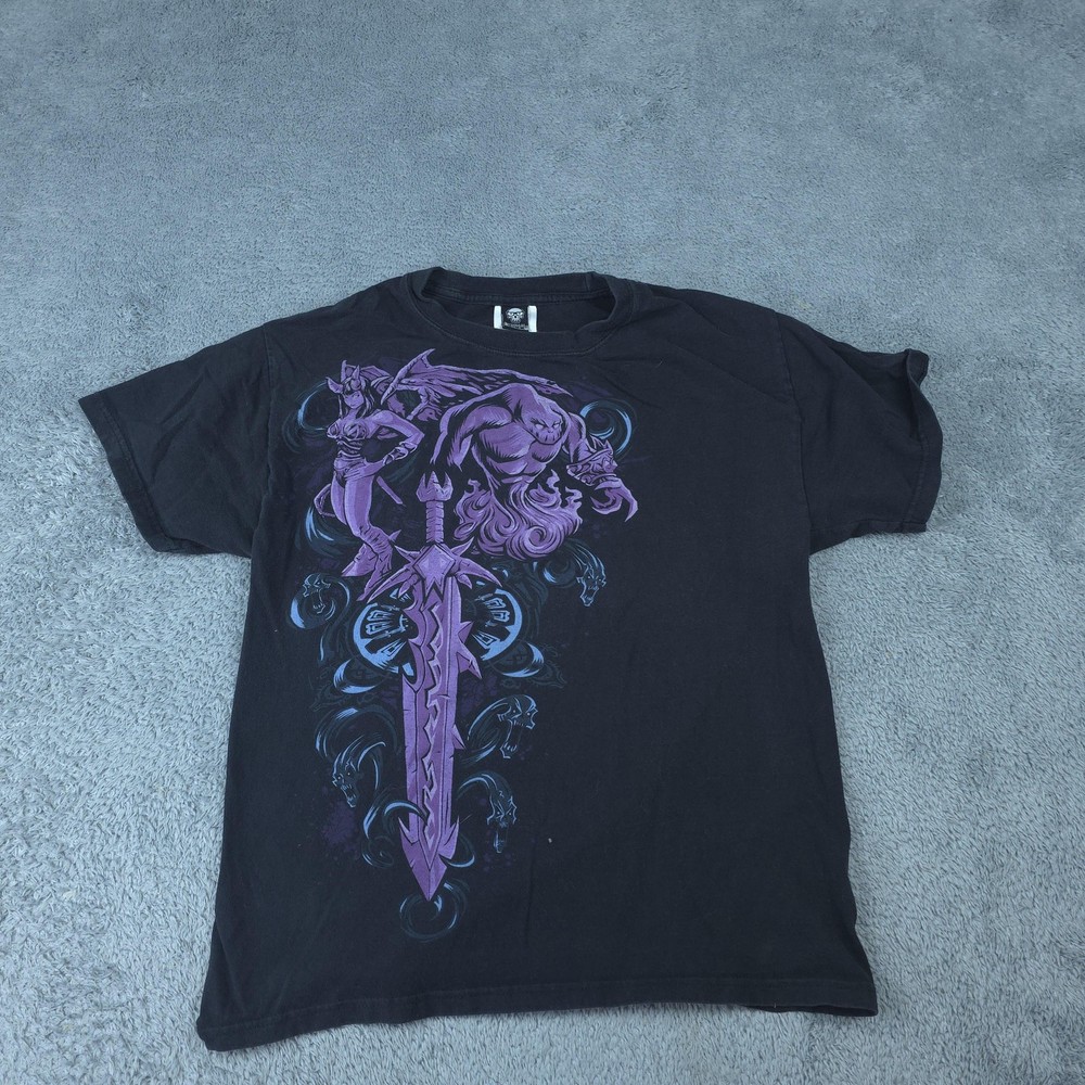 Jinx Shirt Mens Medium Black Blizzard Purple Demon Sword Graphic Tee T-Shirt