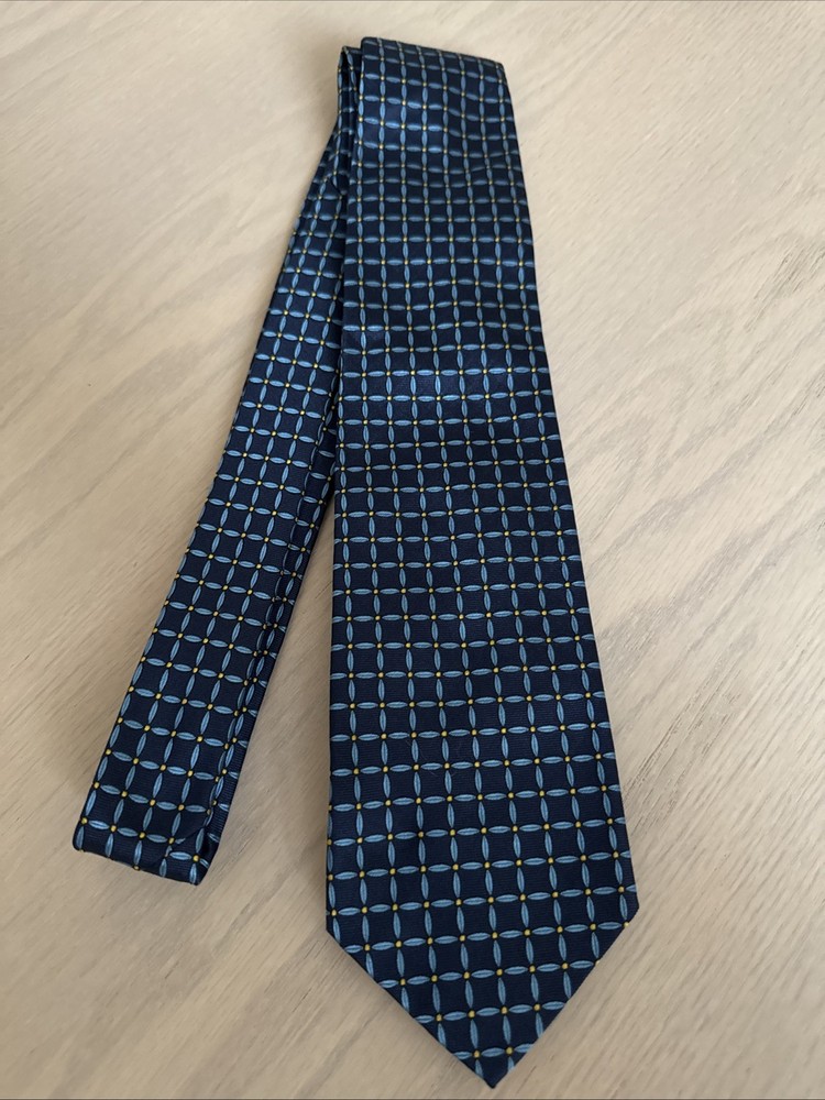 Ben Silver Men's Silk Navy Printed Tie 3.25x56