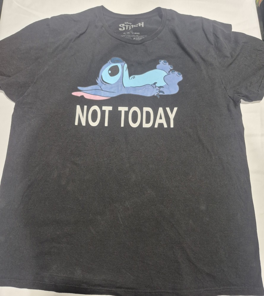 Disney Stitch Shirt Xl Black Not Today Graphic T-Shirt Tee Lilo & Stitch