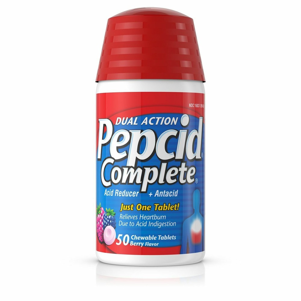 Pepcid Complete Acid Reducer and Antacid with Berry Flavor - 50 Tablets