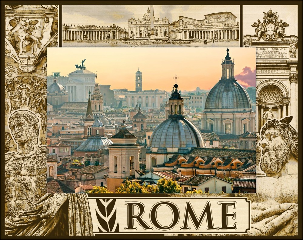 Rome Italy Laser Engraved Wood Picture Frame Landscape (4 x 6)