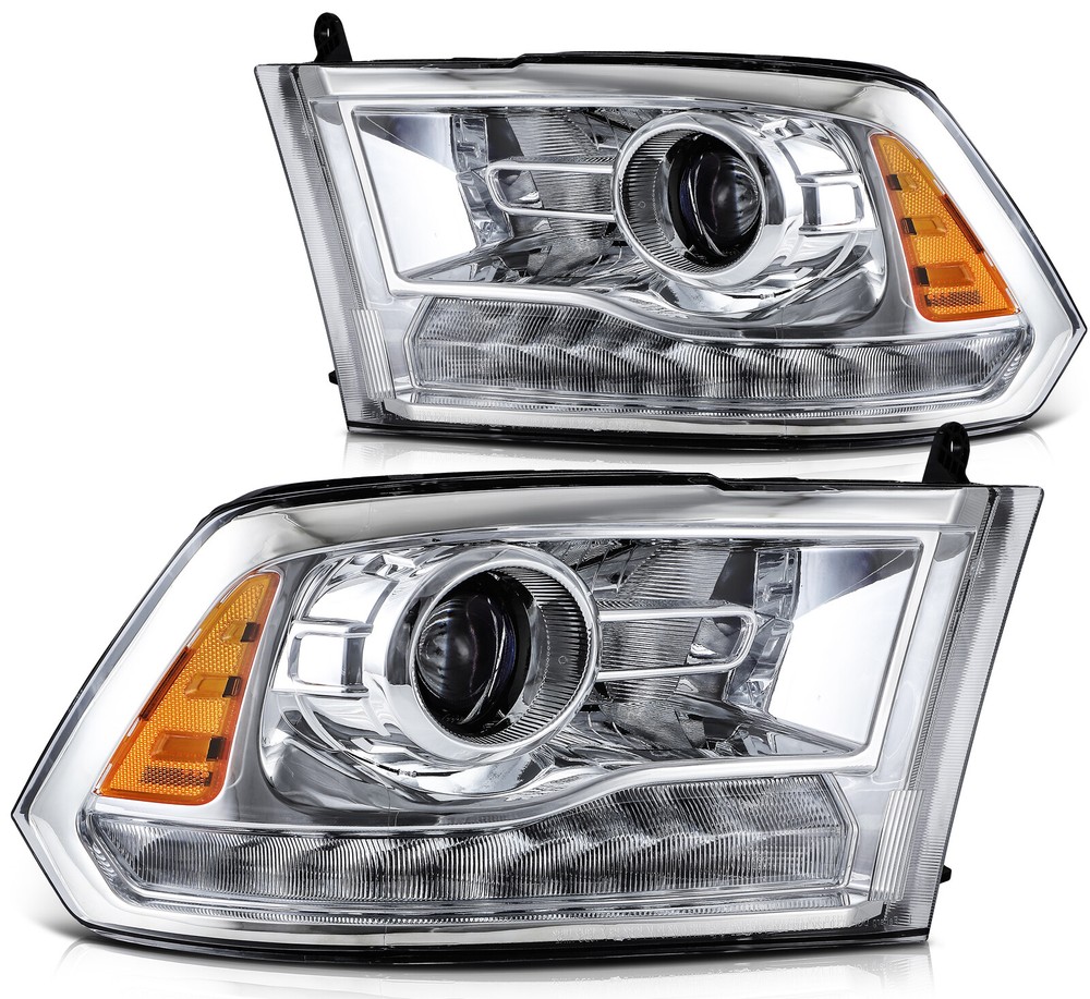For 2009-2018 Dodge Ram 1500 2500 3500 Chrome Housing Pair Headlights Assembly