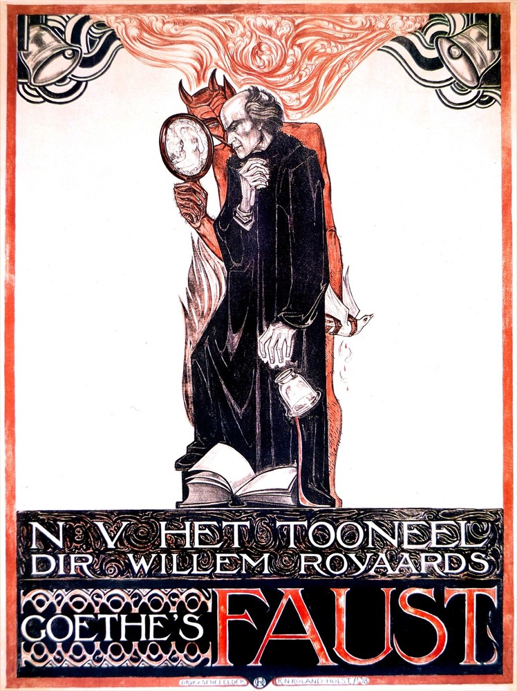 Decoration Poster.Faust theater.Devil in mirror.Room interior wall decor.4145