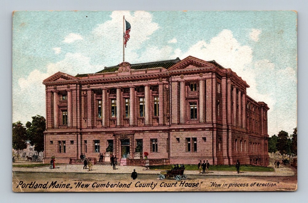 Vintage Portland Maine New Cumberland County Court House Postcard