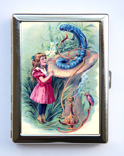Alice in Wonderland Cigarette Case Wallet Business Card Holder caterpillar