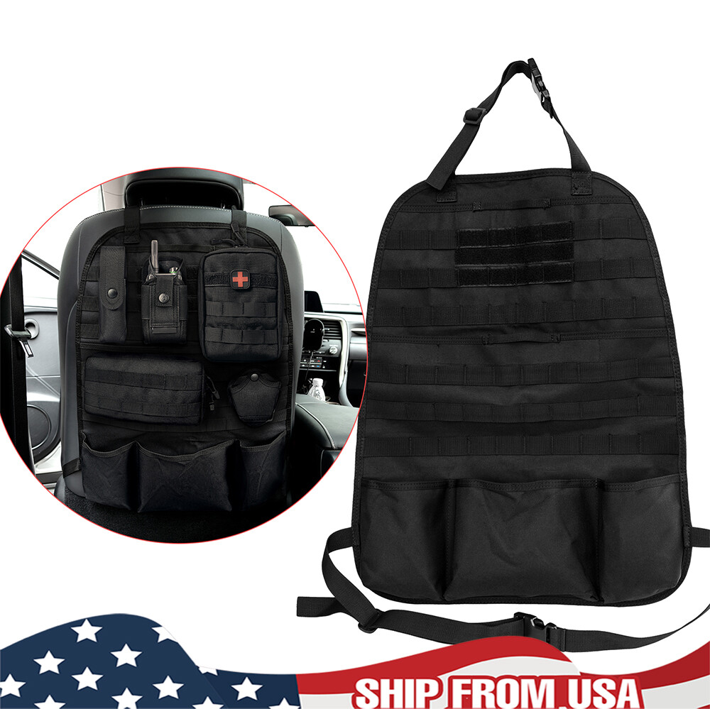 USA Truck Seat Back Organizer Tactical MOLLE Car Cover Vehicle Panel Storage Bag
