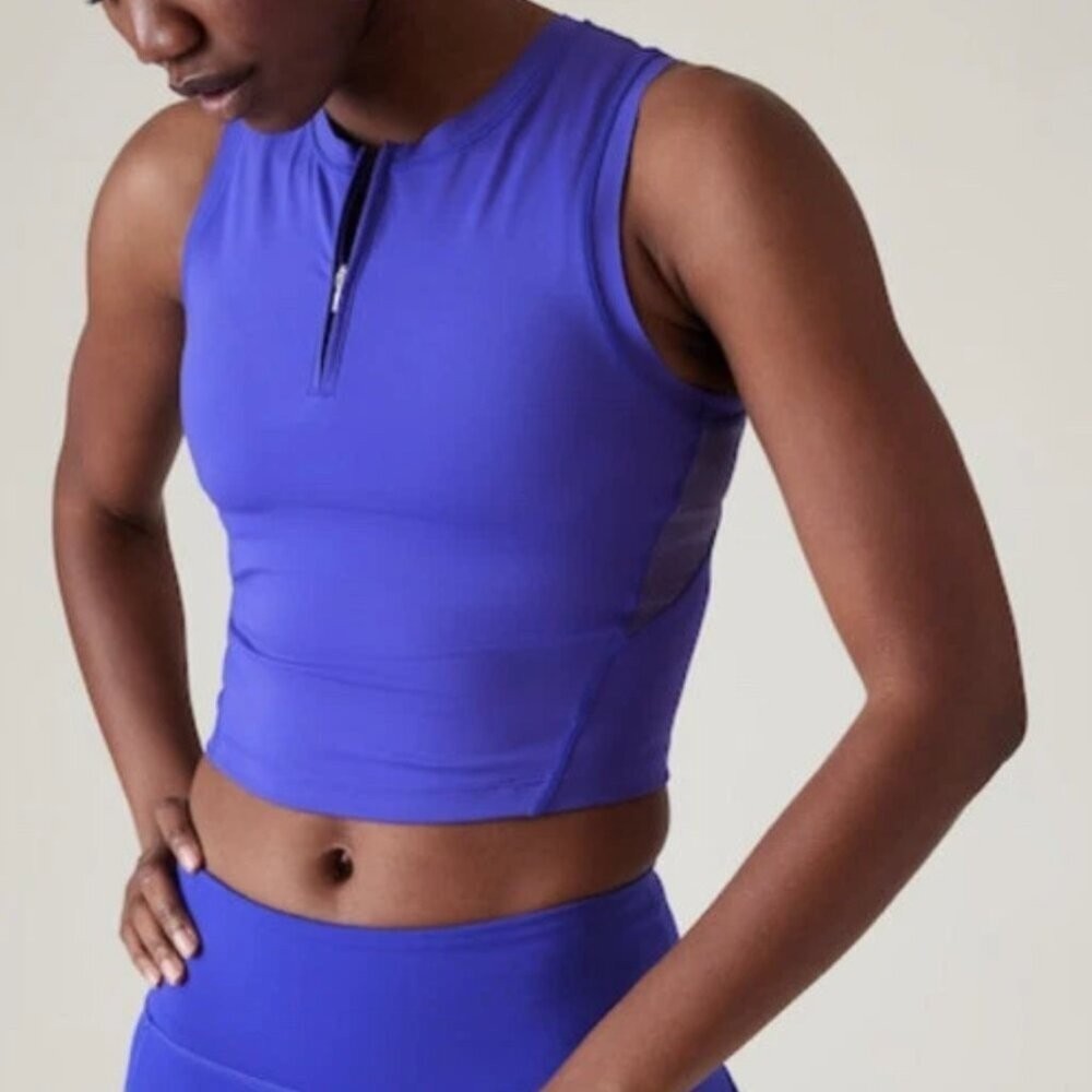 Athleta Advantage Zip Up Tank in Lazurite Blue Purple, size S
