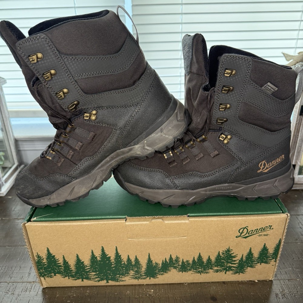 Danner Vital Mens 8 Inch Leather Textile Waterproof Soft Toe Boot Brown Size 9 EE