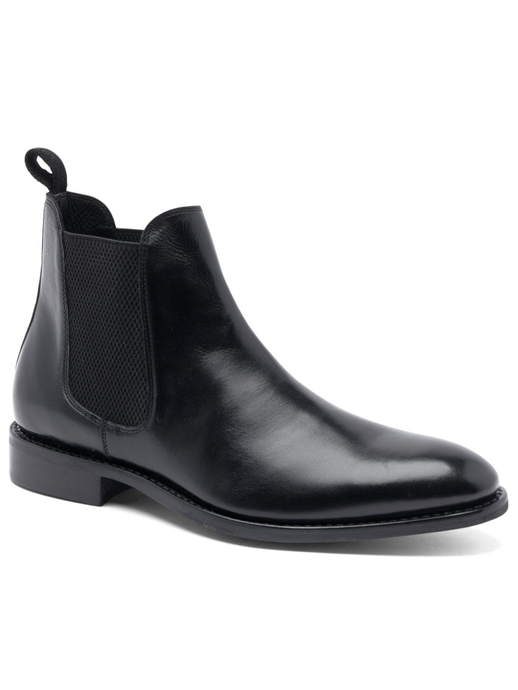 ANTHONY VEER ESSENTIALS Womens Black Jefferson Almond Leather Chelsea 6.5