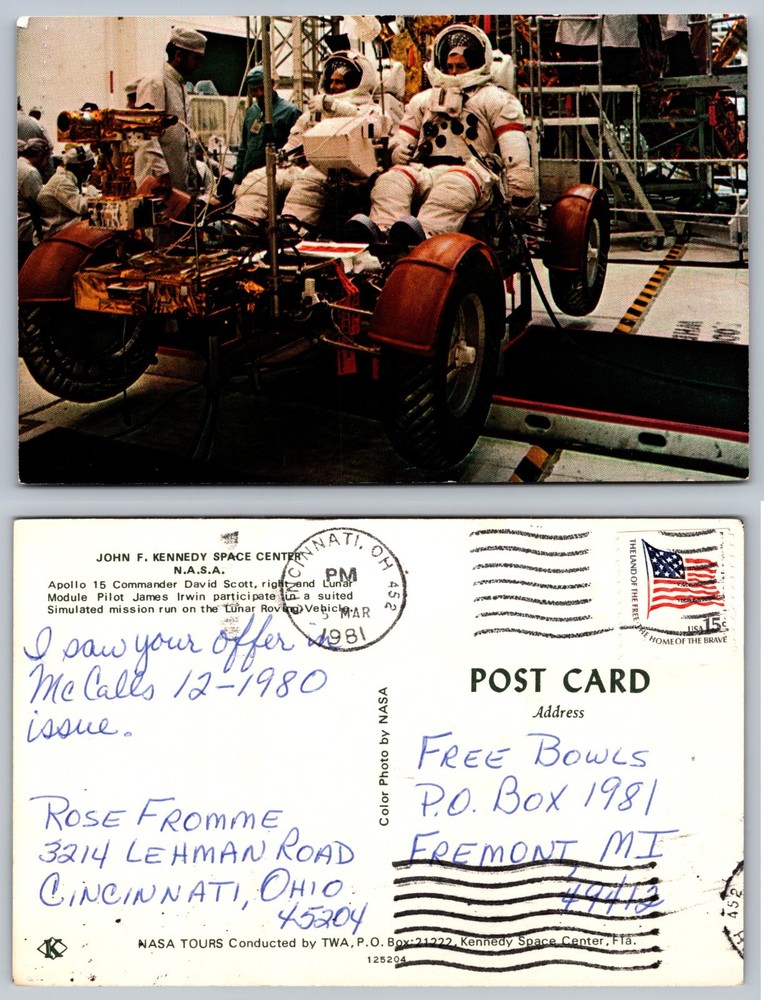 John F Kennedy Space Center Astronaut Training Postcard