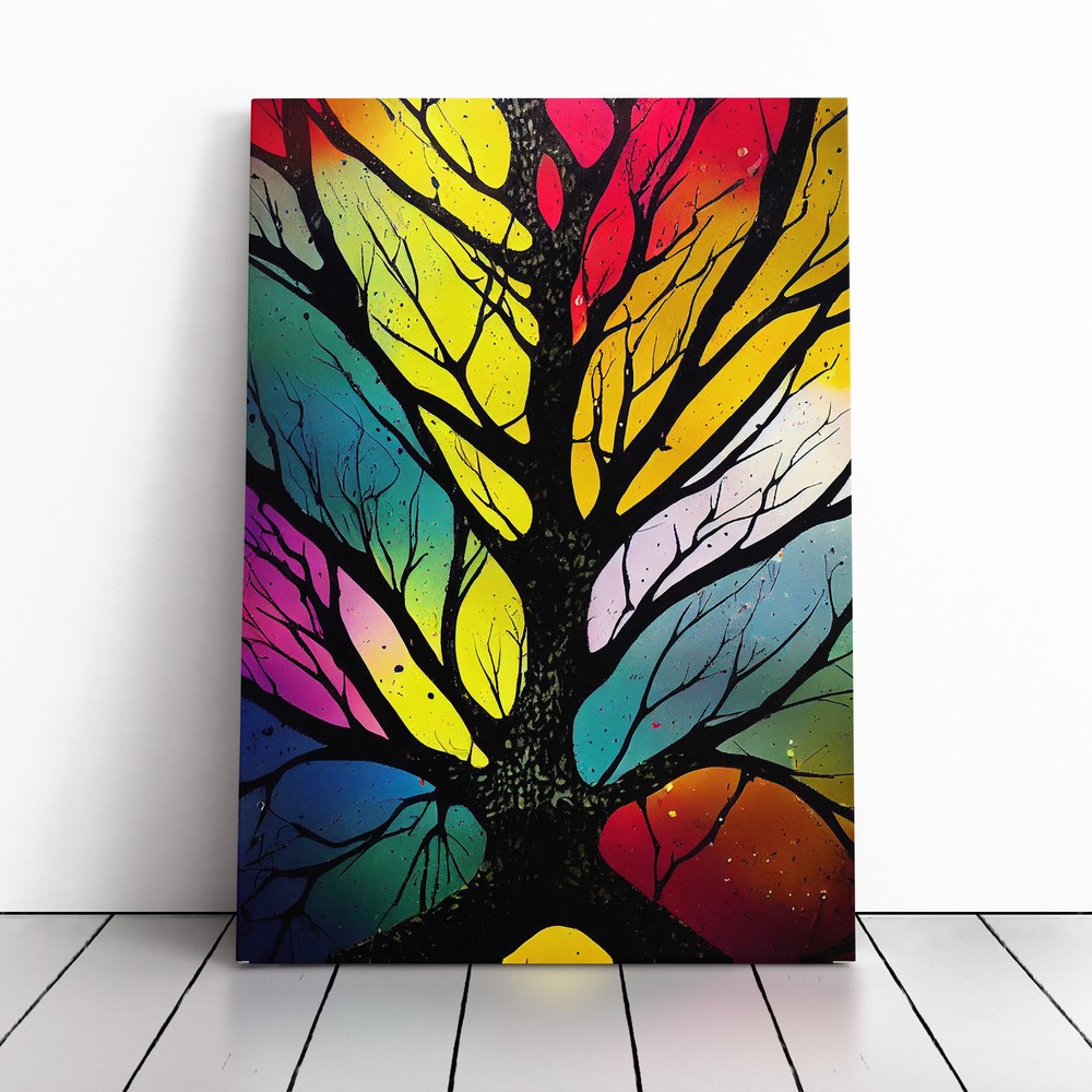 Vibrant Abstract Trees No.1 Canvas Wall Art Print Framed Picture Home Decor