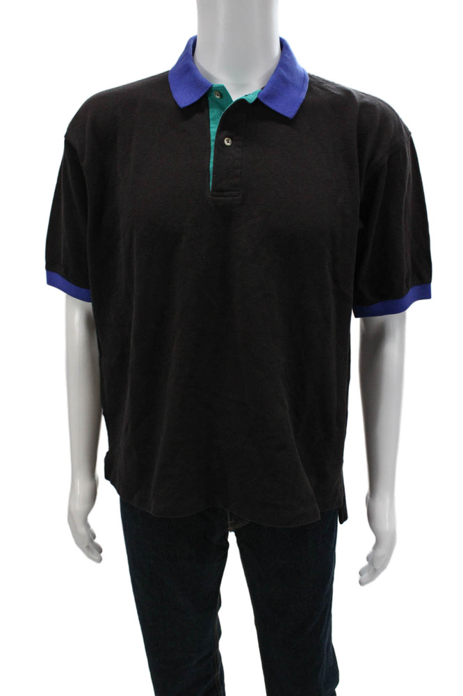J. Mclaughlin Mens Polo Short Sleeve Black Cotton Pima Collared 90s Size LFree Shipping in US $100+ Orders | $6.95 Orders Below