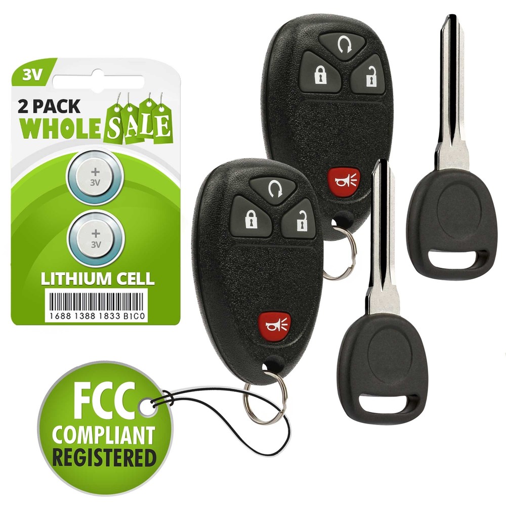 2 Replacement For 07 08 09 10 11 12 13 Chevrolet Avalanche Key + Fob Alarm