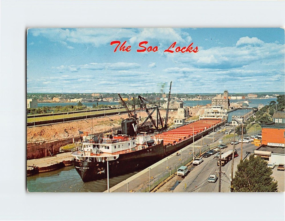 Postcard Soo Locks Sault Ste. Marie Michigan USA