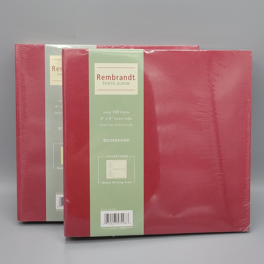 Rembrandt Photo Album Acid Free Hold 100 Photos Lot 2 Red Gift Keepsake Memory-image