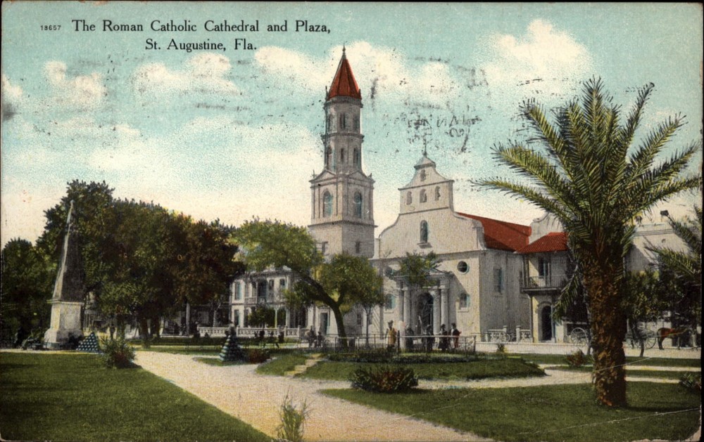 Roman Catholic Cathedral St Augustine Florida vintage postcard a528
