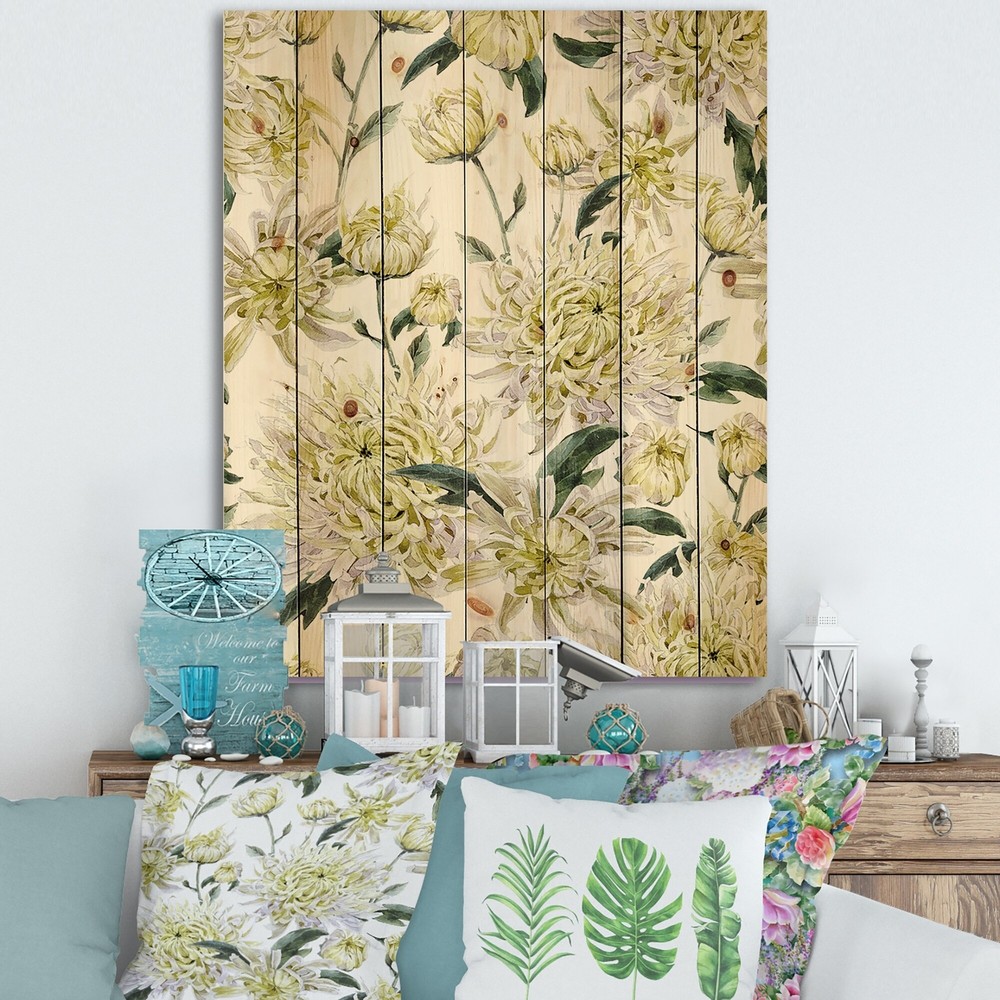 Designart 'Vintage Yellow Chrysanthemus I' Traditional Print