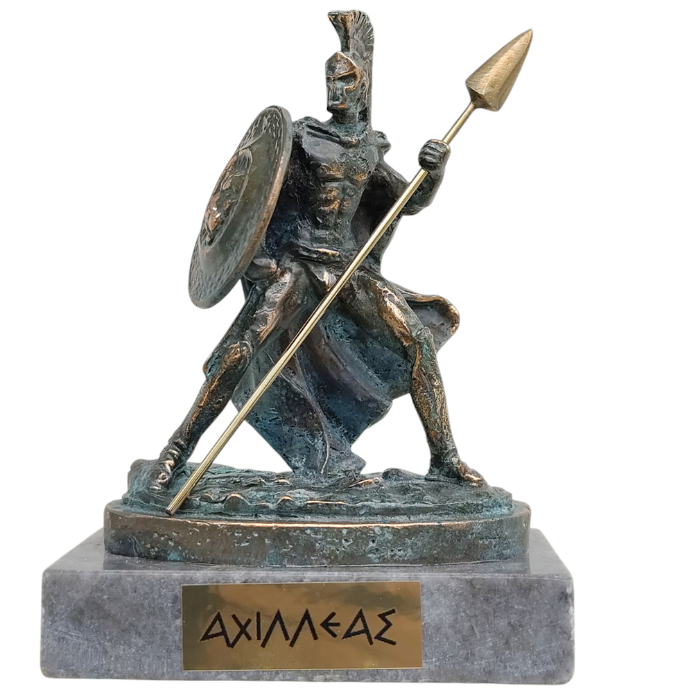 Achilles Trojan War Hero Bronze Statue on Marble Base 5.51 Inches-image
