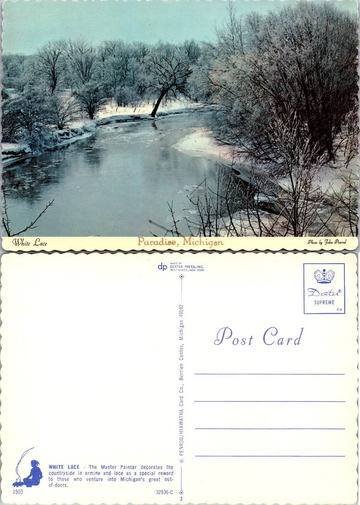 Continental White Lace Paradise Michigan Postcard
