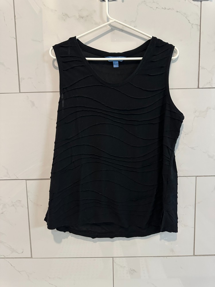 Simply Vera Vera Wang Women’s Sleeveless Blouse Black Textured Top Size XL