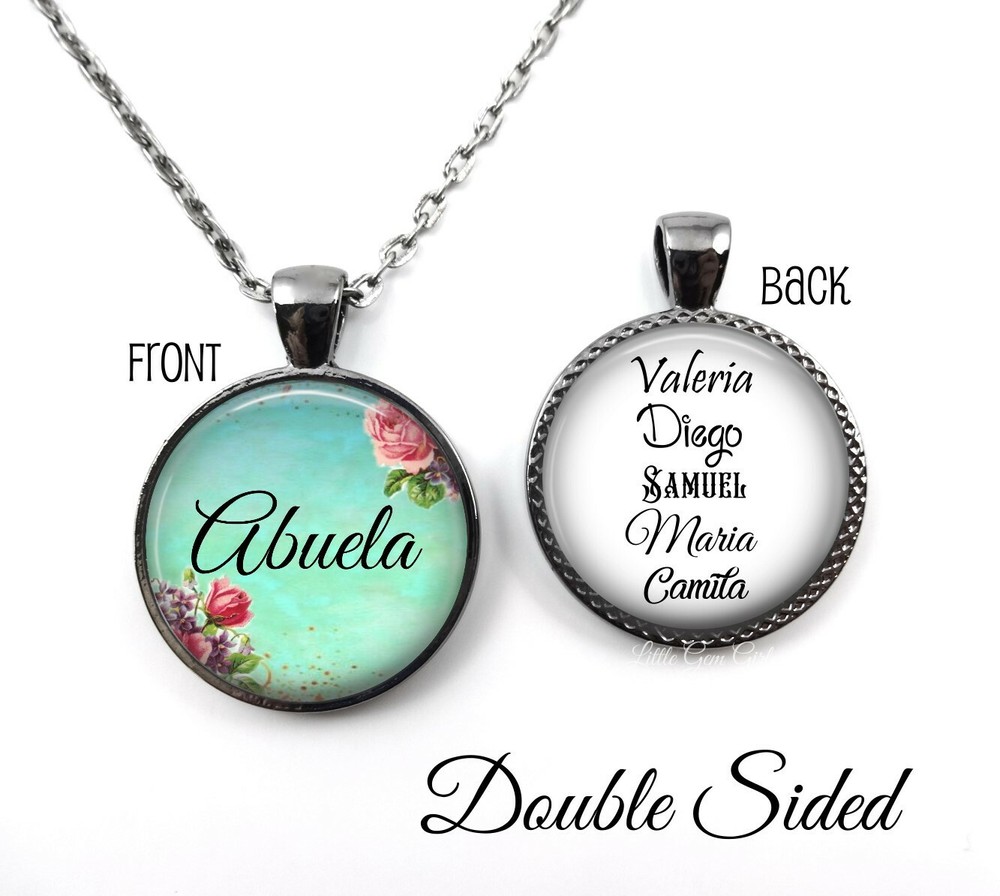 Abuela Charm Necklace Personalized Grandchildren's Name Custom Jewelry Gift-image