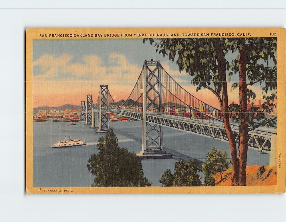 Postcard San Francisco-Oakland Bay Bridge California USA