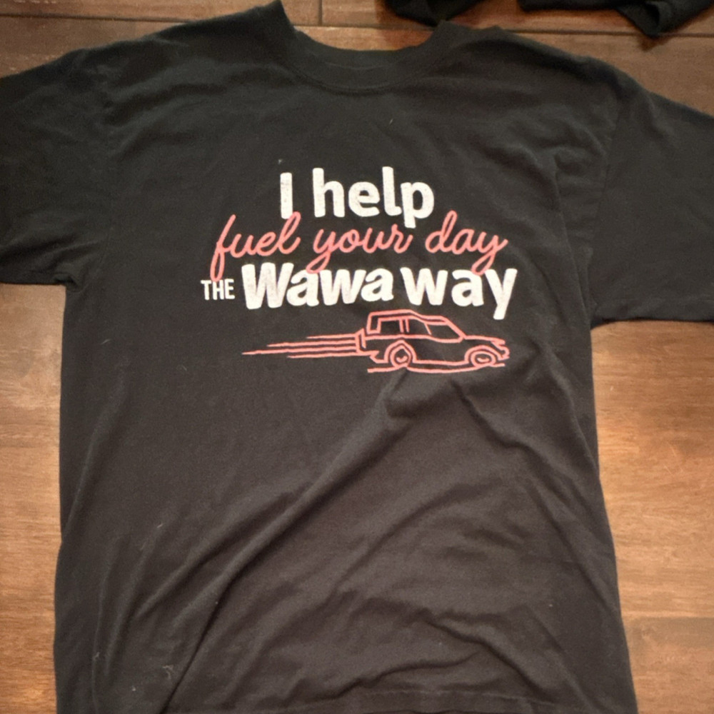 Wawa Men's Black Graphic Logo Cotton T-Shirt Size L Short Sleeve Crew Neck