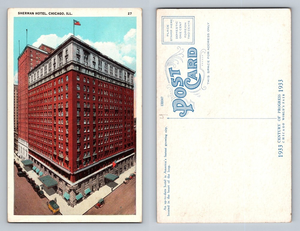 Chicago, IL-Illinois, Sherman Hotel Downtown Highrise Vintage Postcard