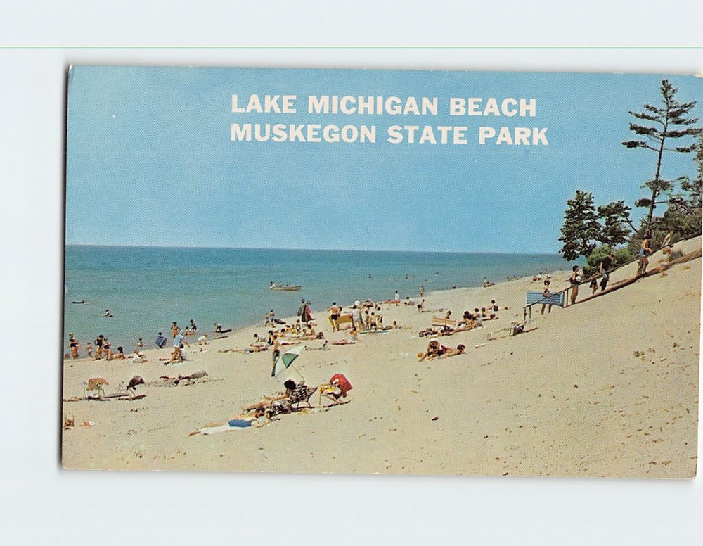 Postcard Lake Michigan Beach Muskegon State Park Michigan USA