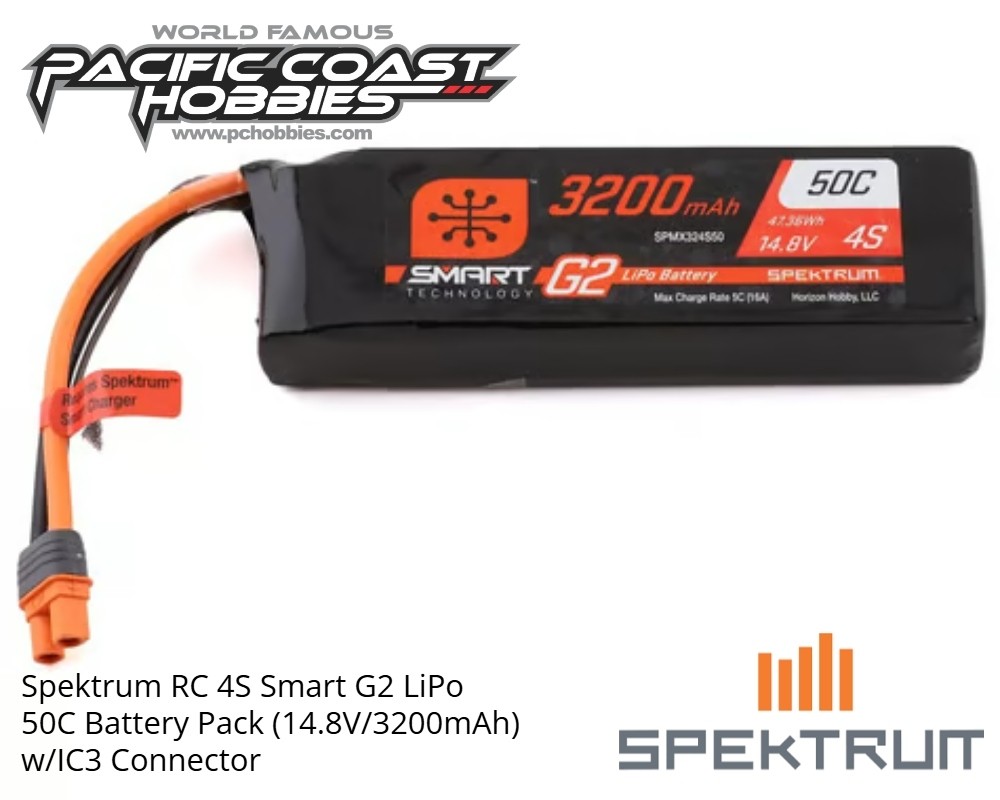 Spektrum RC 4S Smart G2 LiPo 50C Battery Pack (14.8V/3200mAh) w/IC3 Connector
