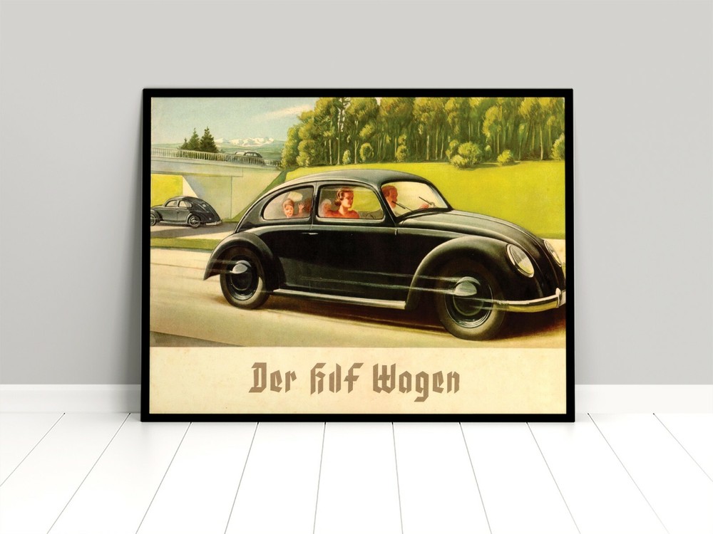 Poster VW Beetle the KDF car poster Volkswagen Wehrmacht vintage car