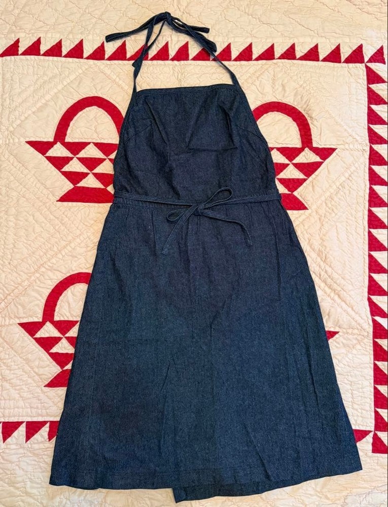 Burberry BLUE LABEL Denim Wrap Skirt Size M Used Unique Design Apron Shape