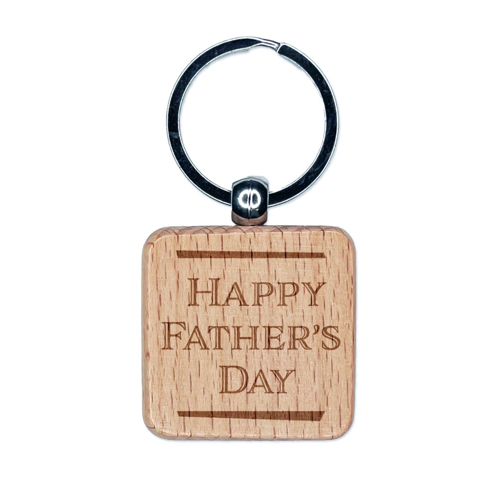 Personalized Wood Keychain for Dad with Engraved Text