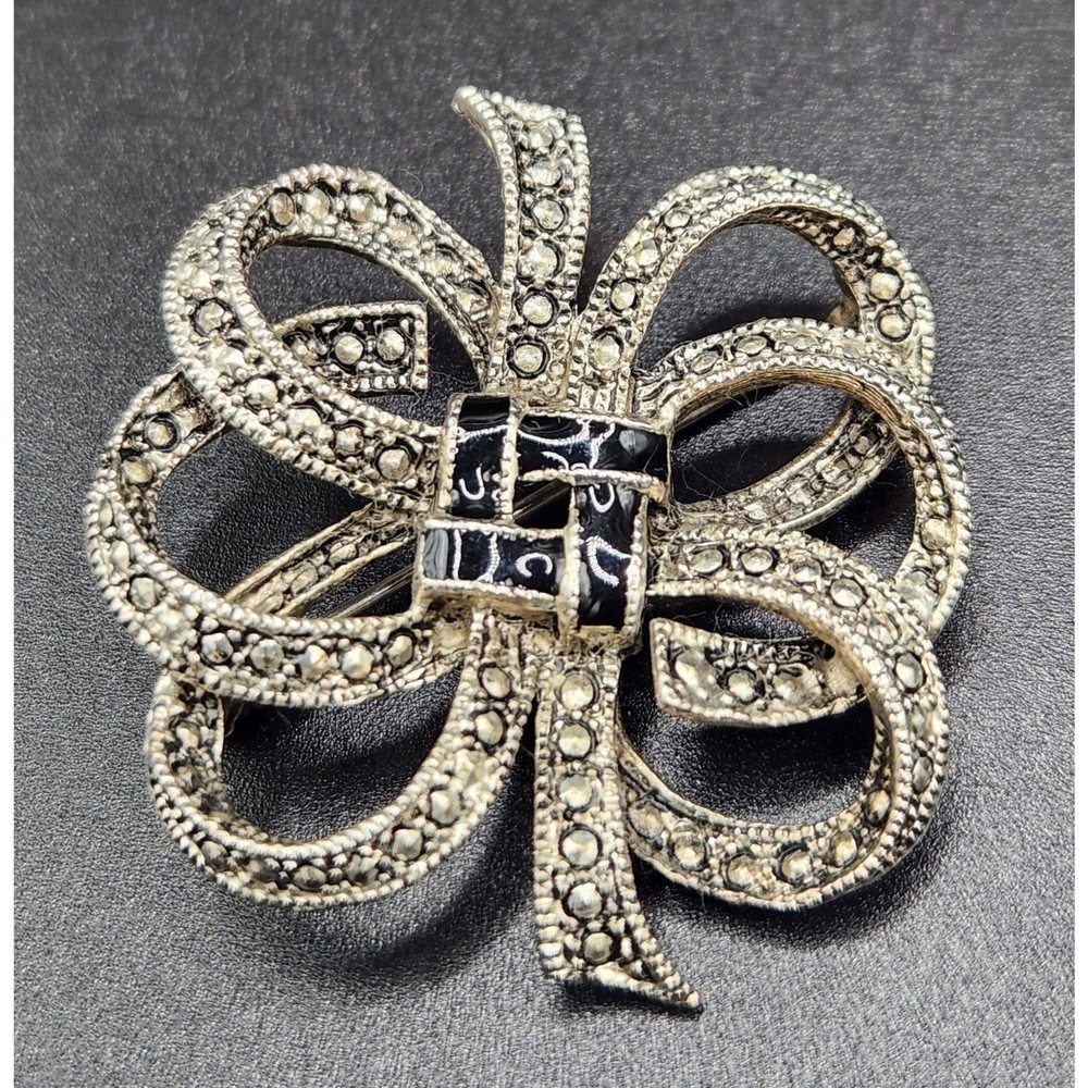 Vintage Silver-toned Marcasite Brooch