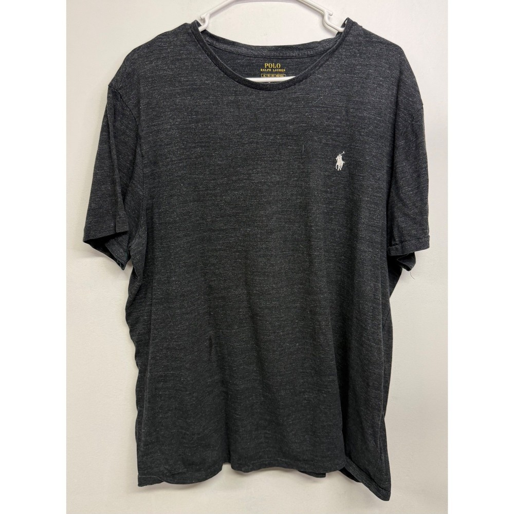 Polo Ralph Lauren Mens XL Charcoal Gray Heathered Cotton Crewneck T-Shirt Logo