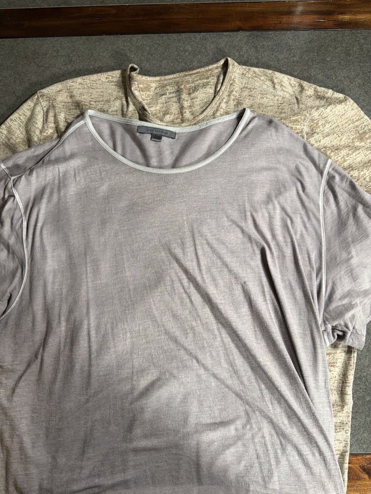 John Varvatos 2 T Shirt Burnout Lot Brown & Gray