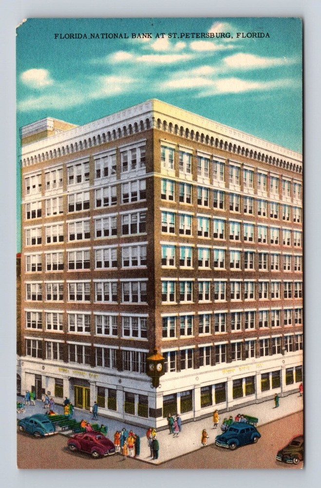 St Petersburg FL-Florida, Florida National Bank, Vintage Postcard