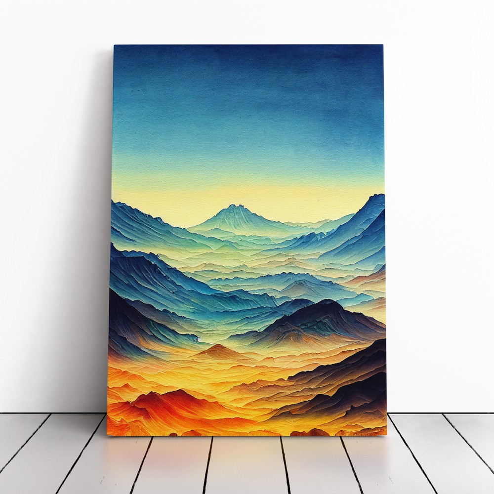 Mountain Landscape No.2 Canvas Wall Art Print Framed Picture Decor Dining Room